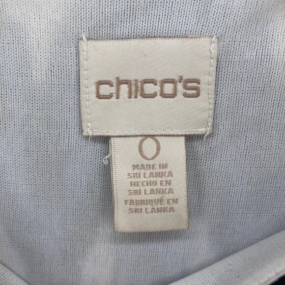 Chicos Dress Womens 0 US Small Blue Nouveau Ikat Knee Blouson 1/2 Cold Shoulder - Picture 5 of 11